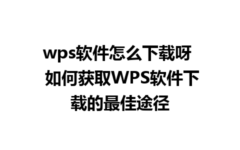 wps软件怎么下载呀  如何获取WPS软件下载的最佳途径