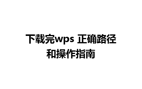 下载完wps 正确路径和操作指南