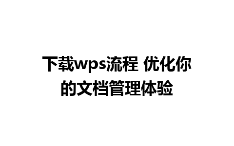 下载wps流程 优化你的文档管理体验