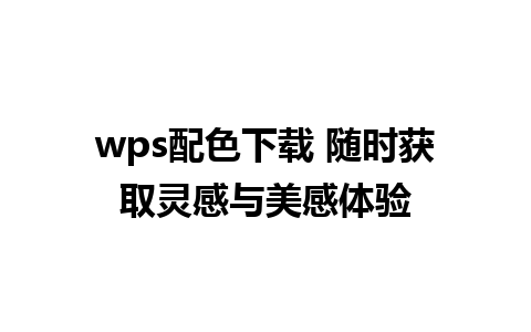 wps配色下载 随时获取灵感与美感体验