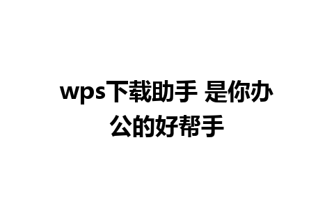 wps下载助手 是你办公的好帮手