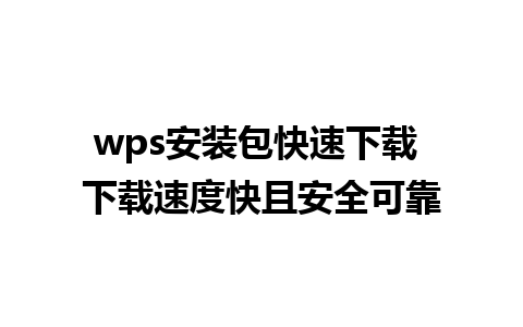 wps安装包快速下载 下载速度快且安全可靠