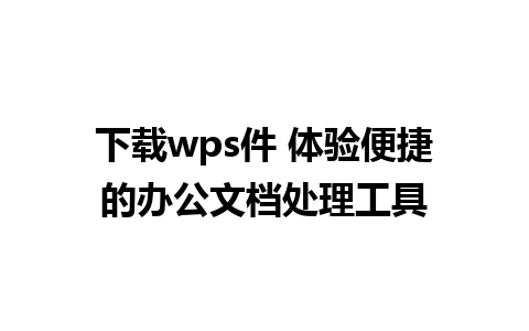 下载wps件 体验便捷的办公文档处理工具