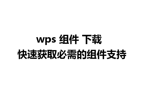 wps 组件 下载  快速获取必需的组件支持