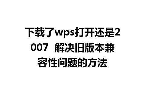 下载了wps打开还是2007  解决旧版本兼容性问题的方法