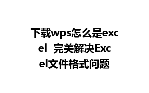 下载wps怎么是excel  完美解决Excel文件格式问题