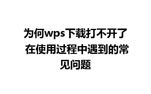 为何wps下载打不开了 在使用过程中遇到的常见问题