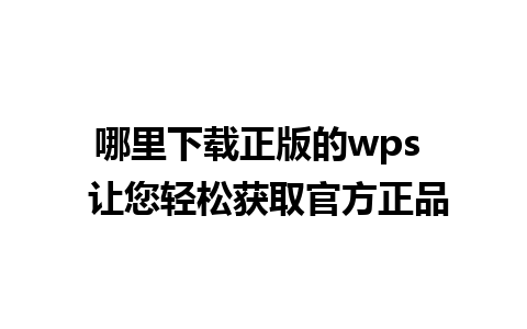 哪里下载正版的wps  让您轻松获取官方正品