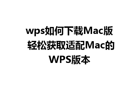 wps如何下载Mac版 轻松获取适配Mac的WPS版本