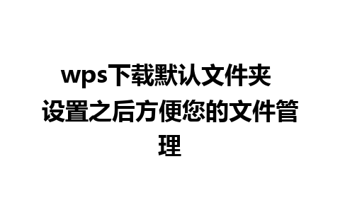 wps下载默认文件夹 设置之后方便您的文件管理