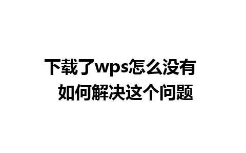 下载了wps怎么没有  如何解决这个问题