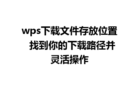 wps下载文件存放位置  找到你的下载路径并灵活操作