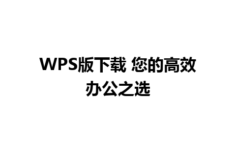 WPS版下载 您的高效办公之选