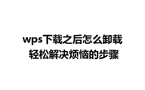 wps下载之后怎么卸载 轻松解决烦恼的步骤