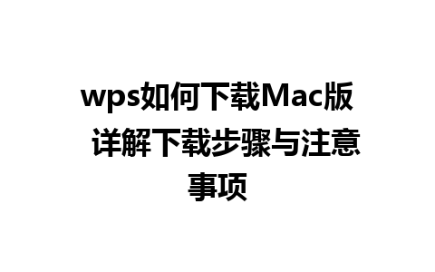 wps如何下载Mac版  详解下载步骤与注意事项