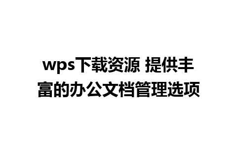 wps下载资源 提供丰富的办公文档管理选项